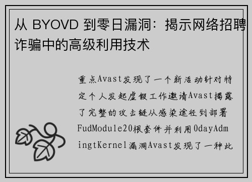 从 BYOVD 到零日漏洞：揭示网络招聘诈骗中的高级利用技术 
