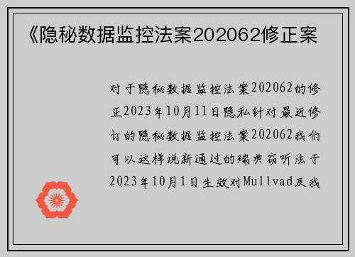 《隐秘数据监控法案202062修正案 